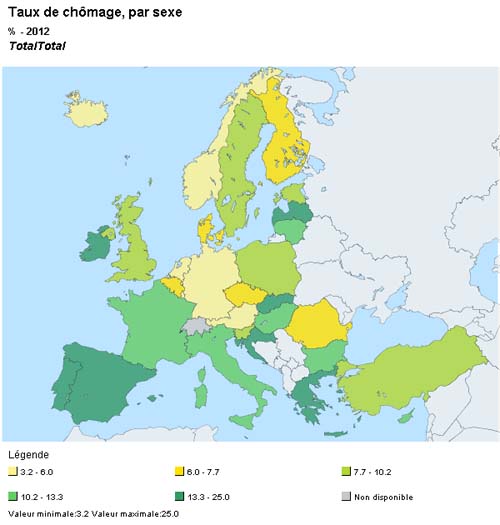 Le taux de chômage en France Europe USA Japon 1990 à 2012